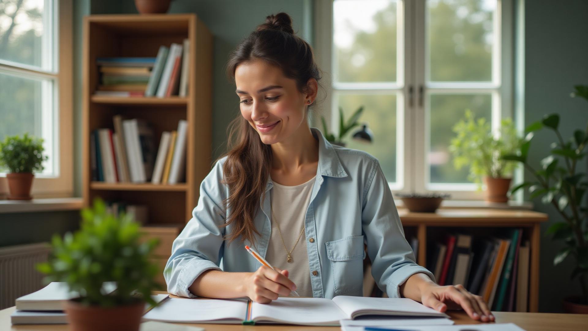 Professeur préparant ses cours avec ressources pédagogiques
